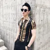 Men039s Dress Shirts Mens Luxury Gold Black Shirt 2022 Summer Short Rleeve Party Stylowe szczupły dla mężczyzn7902451