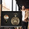 Pocket Watches Bronze Vintage Watch U.S. Veterans Memorial Collection Gifts Set For Men Pedent Necklace Fob Chain ClockPocket
