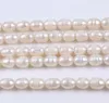 8-9MM blanco rosa púrpura 100% perlas naturales puras de agua dulce forma de arroz hilo semiacabado 36-38cm para collar de pulsera DIY