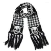 Berets Skull Scarf Unisex Women Man Winter Knitted Shawl Black Acrylic Echarpe Luxury Female Skeleton Wrap With FringesBerets BeretBerets Be