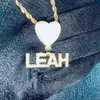 Custom Mini Initial Letter With Heart Clasp Pendant Micro Paved CZ Personalized Name Plate Necklace Hiphop Jewelry