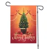 New Merry Christmas Banner MerryChristmas Santa Pattern Garden Sign Linen Material With Iron Flagpole Rectangular Banner 47X32cm