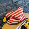 Cosmetic Bag Women Striped Makeup Case Organizer Korean Tassel Cosmetic Pouch Necesserie Travel Toiletry Bag Canvas Beauty Case 220808