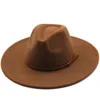 Berets Women's Feel Fedora Hat 9,5 cm szerokość wełniana wełna panama czapka jesienna zima duże wzdłuż białych brązowych czapek kowbojski jazz z beltberets bere