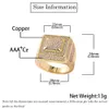 Hip Hop Square Gussringe leuchten 18 Karat Real Gold Platted Cubic Zircon Diamond Finger Ring Juwely