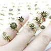 Wholesale 100ocs/Lot Vintage Rings For Women Bohemian Style Flowers Fashion Jewelry Accessories Silver Golden Plated finger joints ring