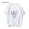 Moinwater Women Casual Summer T Shirts Fashion Lady 100% Cotton White Tees Korte mouw Zwarte T -shirt Tops voor vrouw 210317