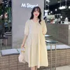 Koreanischen Stil Sommer Baumwolle Zurück Bogen Schwangere Frauen Stillen Kleid J220628