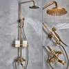 Antique Wall Hanging Shower Set Faucet Single Handle And Shelf Bathroom Shower Mixer Shower Bracket