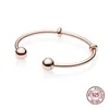 925 Sterling Silver Charms مفتوحة سوار القلب T-Bar متألقة Snake Bangle Beads الأصلية ملائمة المجوهرات صنع DIY هدية 5B43