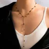 2022 nouveau bohème longue chaîne pendentif collier pour femmes conception Simple noir perle tour de cou collier bijoux cadeau en gros