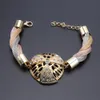 Afrikanische Frau Brautschmuck-Set Großhandel klassische Hochzeit Dubai bunte Halskette Armband Ohrringe Ring Schmuck-Set