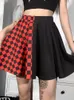 Insgoth punkowa spódnica gotycka krata linii mini spódnice harajuku streetwear seksowna plastyczna spódnica e girl grunge y2k club Wear 220701