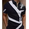 Männer Polo -Hemden Sommer Hochqualität Casual Daily Short Slee Striped Mens T -Shirts Fashion Lapel Patchwork Polo Shirts 220608