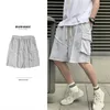 Herr shorts sommar bomullsfrakt män mode grå/svart fickor mens streetwear lösa hip hop raka joggar m-2xlmen's