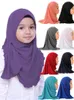 Vêtements Ethniques Filles Musulmanes Enfants Hijab Écharpe Islamique Châles Aucune Décoration Matériau Doux Et Extensible Pour 2 À 7 Ans En Gros 50cmEthn