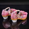 Girls Sandals Summer 2020 New Children's Princess Shoes Little Girls High-heeled Bow-knot Crystal Sandals Party Dress Wedding G220418