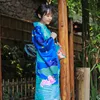 Vêtements ethniques japonais femme wapiti grande manche de vibration kimono robe formelle Tokyo Lady magnifique kimono standard vert bleu