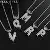 Pendentif Colliers Hip Hop Glacé Bling Cubique A-Z Goutte À Goutte Couronne Zircon Lettres Chaîne Pour Hommes BijouxPendentif