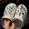 30pcs rhinestones and 1m Chain Croc Charms Designer DIY Shoes Decaration Accessories for JIBS Clogs Kids Boys Girls Gifts 220527