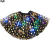 Faldas Niños pequeños Niños Niñas LED Light Up Tutu Falda Satin Fluffy Performance Metallic Polka Dot Lentejuelas Princess Ballet Dance Tulle DressSkirt