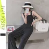 Beach Boho Tuta casual Vita alta Cinghie larghe Polka Dot Pantaloni gamba larga Pagliaccetti Vacanza Donna Estate Tuta lunga 210608