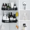 Aluminum Alloy Hook Shower Glass Door Hook Free Hole Shaver Holder Rack Hook Hanger Plug Organizer Rack Towel LX4800