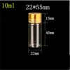 100 pcs 22x50mm 10ml Small Glass Bottles With Golden Screw Plastic Cap Transparent 10cc Glass Vials