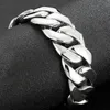 Link Chain Strong Heavy Jewelry Silver Stainless Steel Cuban Curb Mens Bracelet Bangle 24mm 8.85inch High Quality Male WristbandLink Lars22