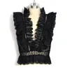 Women Lace Tanks Tops Openwork V-Neck Backless Sleeveless short Summer Black Banquet Elegant Female Party Caim 220325