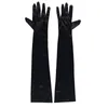 Imprezy kapelusze damskie wieczór formalne rękawiczki 22 długie czarne satynowe satynowe rękawiczki palców