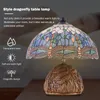 Bordslampor American Style Dragonfly Stained Glass Lamp Art Harts Bedside Retro Bedroom Study vardagsrum Dekor inomhusbelysning Dtable