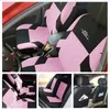 Car Seat Covers Full Set Universal Polyester Fabric Auto Protect Protector Pink For Women GirlsCar