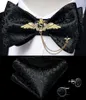 Bow Ties Ankomst för män Silk Bowties Manschettknappar Handdukuppsättning Party Bröllopsdräkt Tillbehör Mannen Tie Golden Brosch Fred22