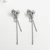 Dangle & Chandelier Punk Uneven Metal Heart Long Tassel Earrings For Women Girls Silver Color Chain Rhinestone Hanging Y2K JewelryDangle