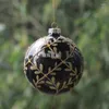 パーティーデコレーション4PCS/パック直径12cmブラックグローブクリスマスツリーハンギング装飾品シルバーメッキクラフトガラスペンダント