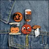 Halloween citrouille mignon petites broches en émail drôle broches pour femmes fille hommes cadeau de noël Demin chemise décor broche broche en métal Kawaii Drop Del