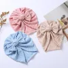 Spring Autumn Baby Hat Solid Color Bowknot Baby Girl Turban Ribbed Hats For Kids Toddler Cap Beanie Warm Headwraps