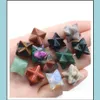 Sten lösa pärlor smycken naturlig merkaba stjärna rose kvarts kristall chakra ornament handhandtag bit hem dekoration diy dhjve