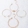 Maglia, catena 4 pezzi/set Set di bracciali con polsino con nodo a foglia di apertura per bracciale in lega d'oro da donna Accessori per gioielli Boho