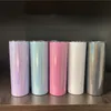 20oz glitter sublimation skinny tumbler stainless steel sparkle tapered skinny cup double walled vacuum insulated shimmer drinking bottle coffee mug 6 colors