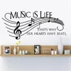 Wall Stickers 57X129CM Removable Modern Music Is Life Musical Note Decors Home Decal KW-162