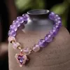 Link Chain Original Design Natural Strawberry Crystal Amethyst Bracelets For Women Girls Love Pendant Jewelry Live Source Of GoodsLink