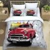 Vintege Car Stampa digitale King Size Set copripiumino Classic Cars Pattern Trapunte Biancheria da letto 100% poliestere Letto s