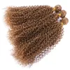 Golden color afro kinky curly synthetic hair extension 100g/pcs high temperature hair bundles 220615