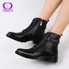 Nouvelle mode style européen noir bottines appartements bout rond noir zip bottes en cuir PU femme chaussures avec peluche chaude Y200114