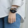 Нарученные часы простые черные женщины Quartz Watch 2022 Ulzzang Fashion Brand Ladies Нейлоновый ремешок повседневные женские часы капля