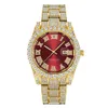 HOP ICED Full Out Watches Mens Date Wrist de quartzo com o relógio de zircão cúbico micropavado para joias de homens