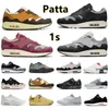 1 87 men women Running Shoes 1s Patta Aqua Noise Black Grey Monarch Night Maroon Baroque Brown Cave Stone Saturn Gold London Amsterdam Elephant Sports Sneakers 36-45