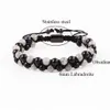 Fashion Gemstone Bracelet Natural 6mm Labradorite Black Agate Beads Handmade Cord Braided Macrame Bracelet Men Women291z